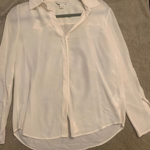 Club Monaco 100% Silk White Button Down Top Sz XS